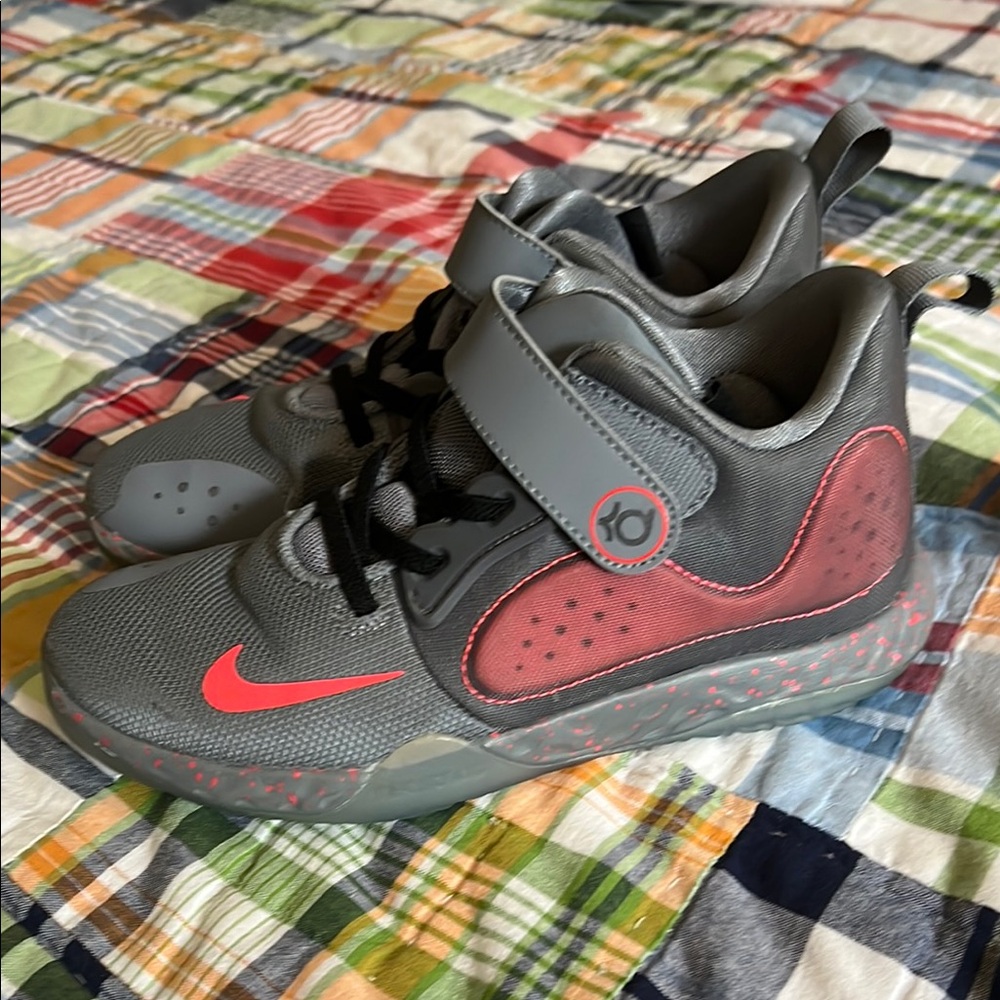 Nike Kevin Durant Gray and Red Sneakers with Velcro Strap